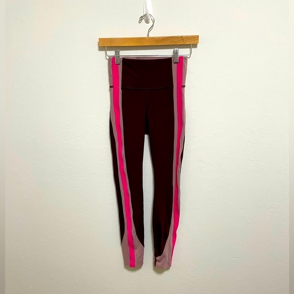 Athleta Crunch 7/8 Tights Size XXS Pink & Purple - Picture 1 of 5